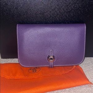 Hermès purple travel wallet